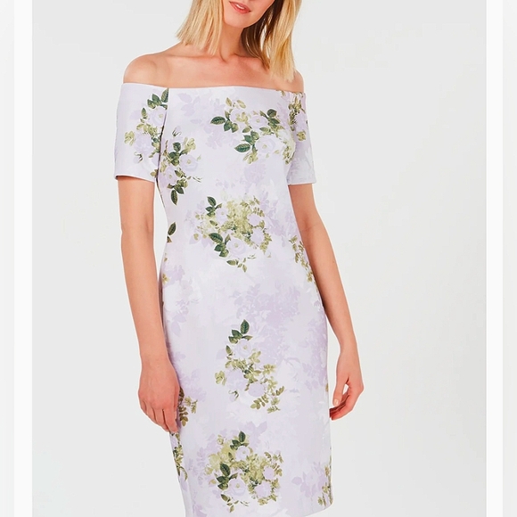 Nwt tags sz 14 Calvin Klein Women's Short Sleeve Off The Shoulder Sheath Dress - Picture 1 of 6